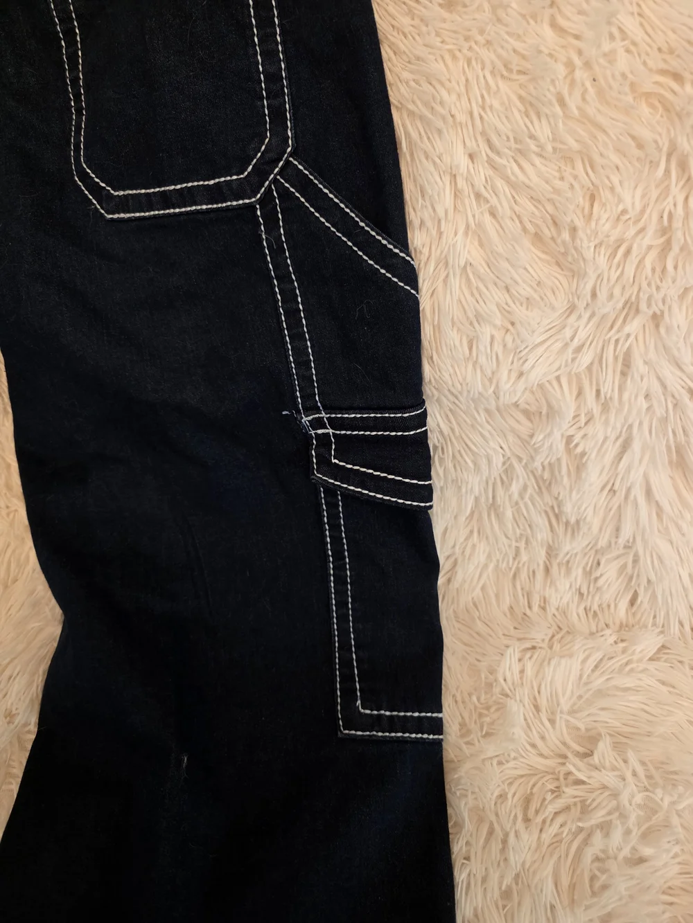 Almost Famous Dark Navy Wide Leg Cargo with White Contrast Stitching Pants - Picture 8 of 8